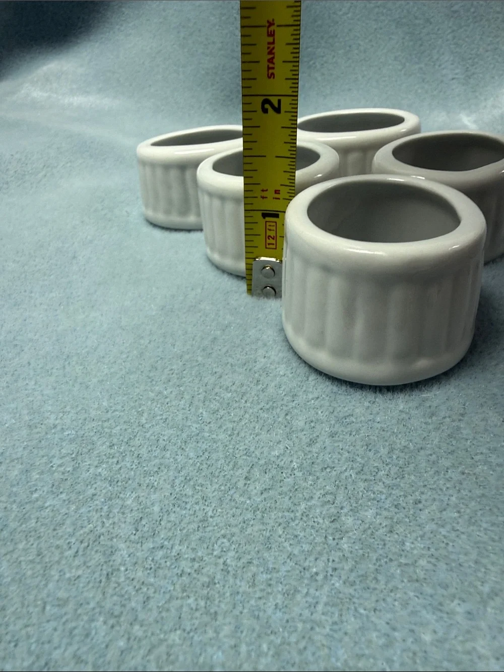 Ceramic White Ribbed Napkin Rings - Set of 6